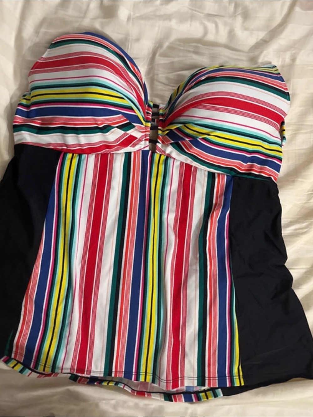 Swim by Cacique Multicolor Stripe Tankini Swim Top